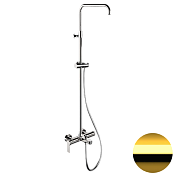 Remer Energy Душевая стойка: смеситель, штанга 161 см, шланг, цвет: oro lucido EY34ASSDDO