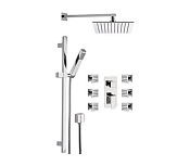 Remer Absolute Душевой комплект: смеситель, верхний душ 20 см, лейка, штанга 70 см, цвет: cromo AU93S01UFS20