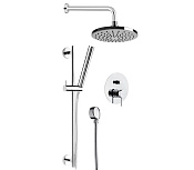 Remer X Style Душевой комплект: смеситель, верхний душ 20 см, лейка, штанга 60 см, цвет: cromo X09S01EC20