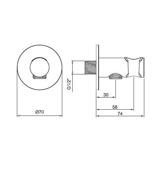 Almar Round Шланговое подключение для лейки с держателем, цвет: matt white E095037.MW