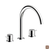 Almar Round Смеситель для раковины на 3 отверстия, без д/к, излив 22,1 см, цвет: brushed copper E214004.CO