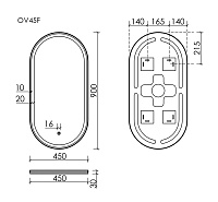 Sancos Oval Зеркало с подсветкой 45х90h см, сенсорный выключатель OV45F