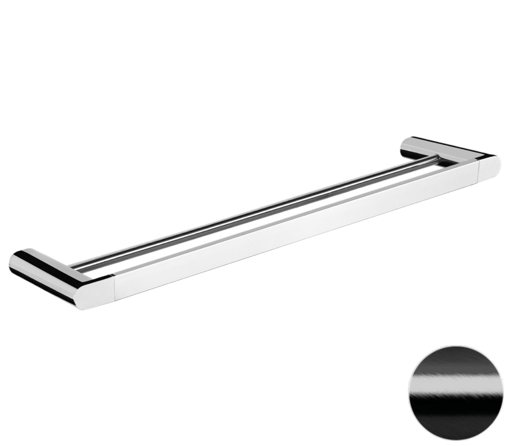 Remer Lounge Полотенцедержатель двойной 60 см, подвесной, латунь, цвет: cromo nero spazzolato LN33CFP