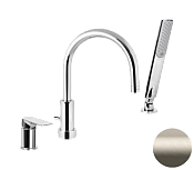 Remer Infinity Смеситель на борт ванны, излив 21,5 см, ручной душ, шланг 150 см, цвет: visual inox I07XV