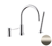 Remer Minimal Смеситель на борт ванны, излив 21,5 см, лейка 1 режим, шланг 150 см, цвет: visual inox N072XV