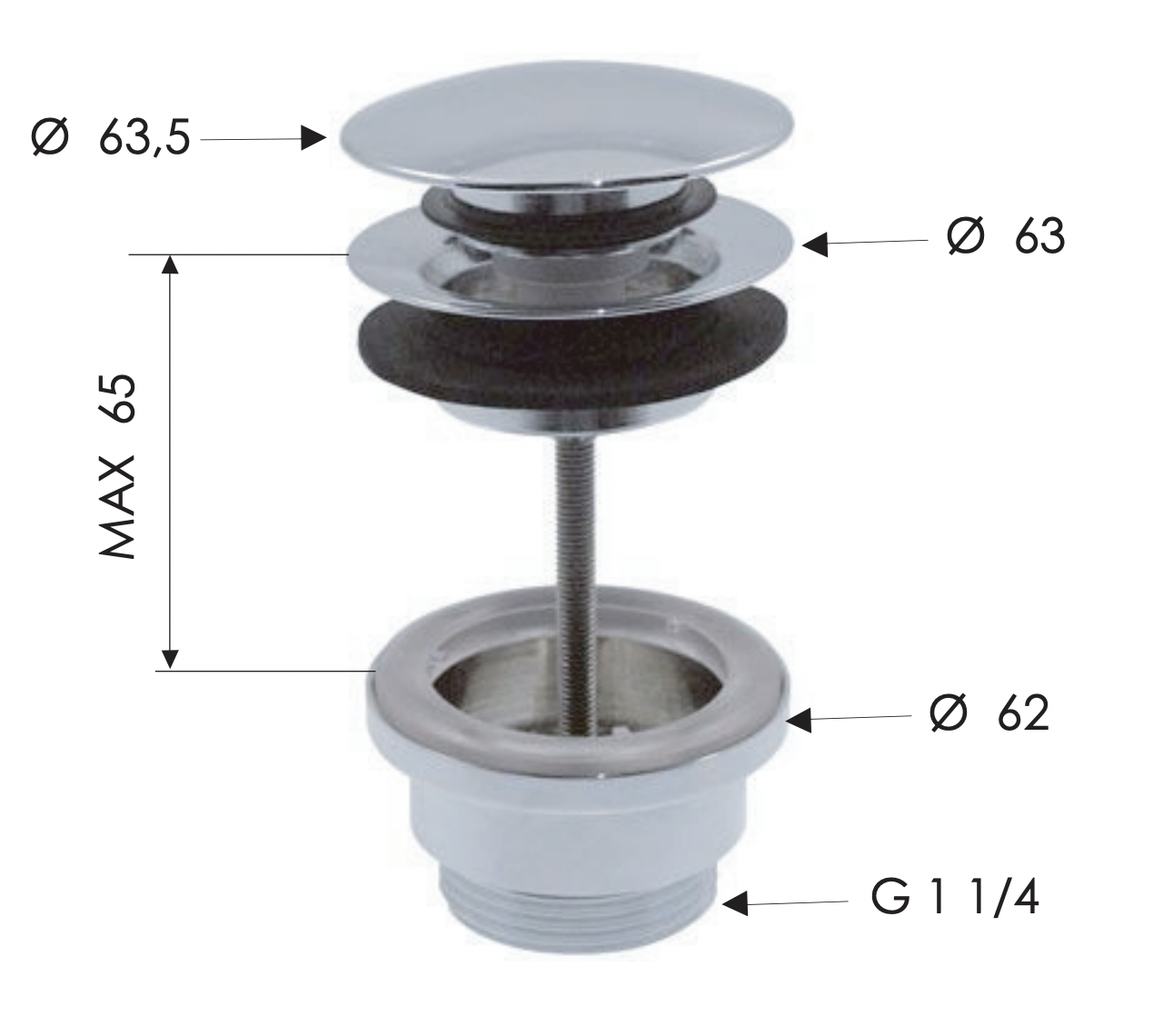 Remer Донный клапан click-clack универсальный, цвет: visual inox 905CCR114XV