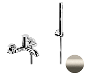 Remer Metrica Смеситель для ванны с душем, лейка, держатель, шланг 150 см, цвет: visual inox MC02XV