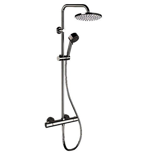 Remer Elegance Душевая стойка: термостат, верхний душ 25 см, лейка, штанга 100 см, цвет: nero opaco EQ32XM1UFM25NO