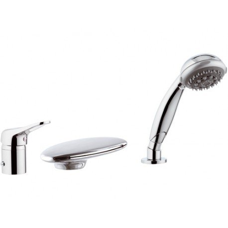 Remer Kiss Смеситель на борт ванны, каскадный излив, шланг 150 см, цвет: cromo K07UF