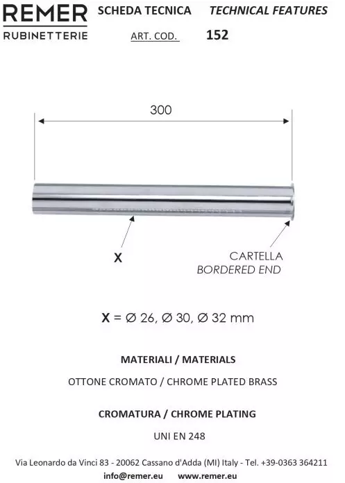 Remer Трубка c фланцем, диаметр 3,2 см, длина 30 см, цвет: cromo 1523230