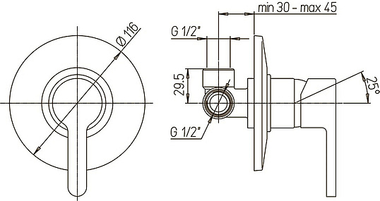 Paini Arena Cмеситель для душа встраиваемый с внутренней частью, цвет: хром 92CR6902SFTLMKM