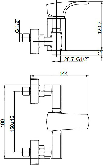 Paini Angel Смеситель для душа без излива, цвет: хром ANCR511LMKM