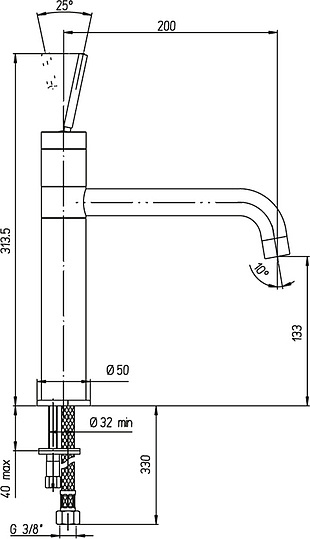 Paini Cox Смеситель для кухни, высота излива 13,3 см, без донного клапана, цвет: хром 78CR579JOKM