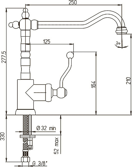Paini Duomo Смеситель для кухни, высота излива 21 см, без донного клапана, цвет: хром 88CR572KM