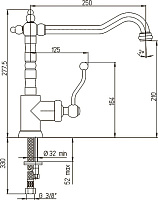 Paini Duomo Смеситель для кухни, высота излива 21 см, без донного клапана, цвет: хром 88F3572KM