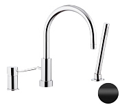 Remer Minimal Смеситель на борт ванны, излив 21,5 см, лейка 1 режим, шланг 150 см, цвет: nero opaco N072NO