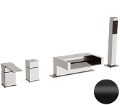 Remer Qubika Cascata Смеситель на борт ванны, каскадный излив, лейка, шланг, цвет: nero opaco QC06NO