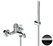 Remer Atelier Смеситель для ванны с душем, лейка, шланг 150 см, цвет: cromo nero spazzolato AL02CFP