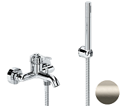 Remer Atelier Смеситель для ванны с душем, лейка, держатель, шланг 150 см, цвет: visual inox AL02XV