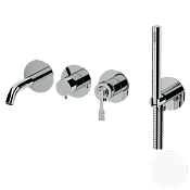 Remer Atelier Смеситель для ванны встраиваемый, излив, лейка, со скрытой частью, цвет: bianco opaco AL53D2PBO