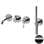 Remer Atelier Смеситель для ванны, излив, лейка, с внутренней частью, цвет: cromo nero spazzolato AL53D2PCFP