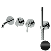 Remer Atelier Смеситель для ванны встраиваемый, излив, лейка, с внутренней частью, цвет: nero opaco AL53D2PNO