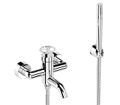 Remer Chrono Смеситель для ванны с душем, лейка 1 вид струи, держатель, шланг 150 см, цвет: cromo CH02