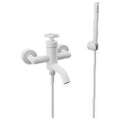 Remer Chrono Смеситель для ванны с душем, лейка, держатель, шланг 150 см, цвет: bianco opaco CH02BO