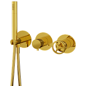 Remer Chrono Смеситель для ванны встраиваемый 3 потребителя, с встраиваемой частью, цвет: oro lucido CH97D3PDO