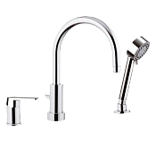 Remer Dream Смеситель на борт ванны, излив 21,5 см, лейка 3 вида струи, шланг 150 см, цвет: cromo D07