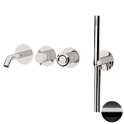 Remer Element Смеситель для ванны, излив, лейка, с внутренней частью, цвет: cromo nero spazzolato ET53D2PCFP