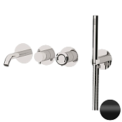 Remer Element Смеситель для ванны встраиваемый, излив, лейка, с внутренней частью, цвет: nero opaco ET53D2PNO