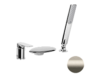 Remer Infinity Смеситель на борт ванны, каскадный излив, лейка 4 режима, шланг, цвет: visual inox I07UFXV