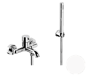 Remer Metrica Смеситель для ванны с душем, лейка, держатель, шланг 150 см, цвет: bianco opaco MC02BO