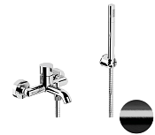 Remer Metrica Смеситель для ванны с душем, лейка, шланг 150 см, цвет: cromo nero spazzolato MC02CFP