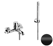 Remer Metrica Смеситель для ванны с душем, лейка, держатель, шланг 150 см, цвет: nero opaco MC02NO