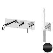 Remer Metrica Смеситель для ванны встраиваемый, излив, лейка, с внутренней частью, цвет: nero opaco MC53D2NO