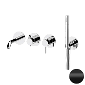 Remer Metrica Смеситель для ванны встраиваемый, излив, лейка, с внутренней частью, цвет: nero opaco MC53D2PNO