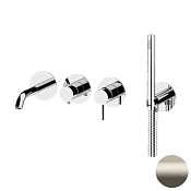 Remer Metrica Смеситель для ванны встраиваемый, излив, лейка, с внутренней частью, цвет: visual inox MC53D2PXV