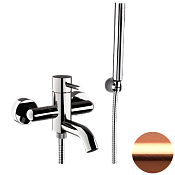 Remer X Style Смеситель для ванны с душем, лейка, держатель, шланг 150 см, цвет: rame spazzolato X02RP