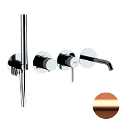 Remer X Style Смеситель для ванны, излив, лейка 1 режим, с внутренней частью, цвет: rame spazzolato X96S03ROXXRP