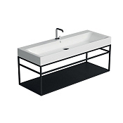 Kerasan Cento Консоль под раковину на 120 см подвесная, с металлической полкой, цвет: Nero matt 925231 Nero matt