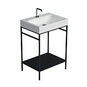 Kerasan Cento Консоль под раковину на 60 см напольная, с металлической полкой, цвет: Nero matt 924131 Nero matt