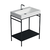 Kerasan Cento Консоль под раковину на 70 см напольная, с металлической полкой, цвет: Nero matt 924231 Nero matt