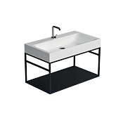 Kerasan Cento Консоль под раковину на 80 см подвесная, с металлической полкой, цвет: Nero matt 925031 Nero matt