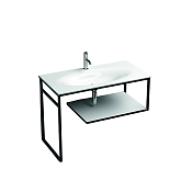 Kerasan Shape Louise Консоль под раковину 120x50 см, напольная с белой полкой, цвет: Nero matt 9333K4