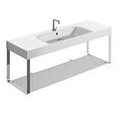 Kerasan Cento Консоль под раковину на 140 см, подвесная, со стеклянной полкой, цвет: Cromo 9128K1cr