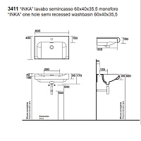 Kerasan Inka Project Панель керамическая накладная для раковины 35,5x32 см, исполнение Arte 1 341733