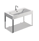 Kerasan Cento Консоль под раковину на 80 см подвесная, со стеклянной полкой, цвет: Cromo 9126K1cr