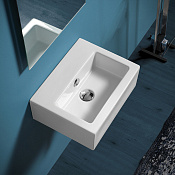 Simas Frozen Раковина подвесная 43х33,5 см, с переливом, без отвер. под смесит., цвет: белый глянц. FZ14bi*0